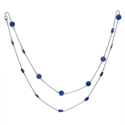 Blue Chalcedony Gemstone Necklace in Sterling Silver