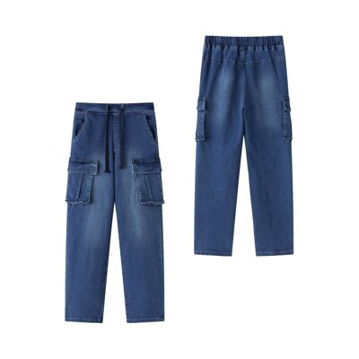 Pantalon cargo en denim technique pour garçon JBI55298