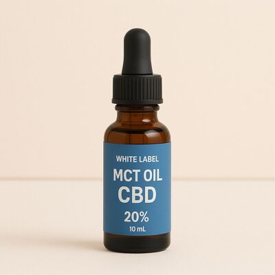 Aceite de CBD de marca blanca 20 % – 10 ml | Cumple con la normativa de la UE | Aceite portador MCT