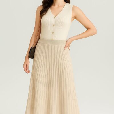 PREMIUM KNIT SKIRT WITH ELASTICATED WAIST IN PLEAT DESIGN