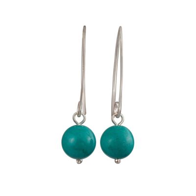 Sterling Silver Threader Hook Earrings - Turquoise Drop
