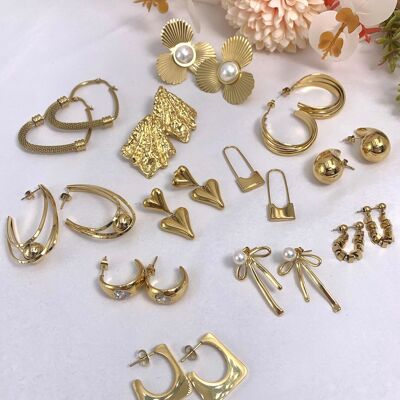 Set of 12 stainless steel earrings without display SET197
