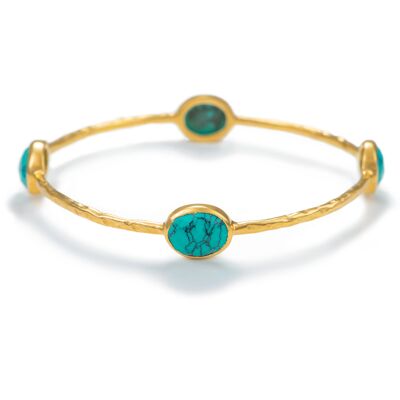 Turquoise Gemstone Bangle in Gold Plated Sterling Silver