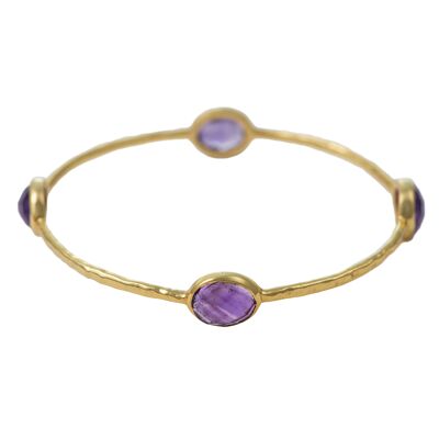 Amethyst Gemstone Bangle in Gold Plated Sterling Silver