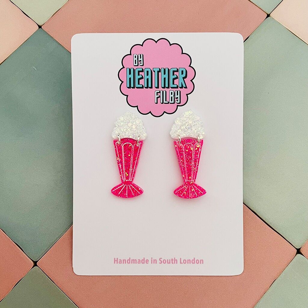 Orecchini in resina glitterata Milkshake
