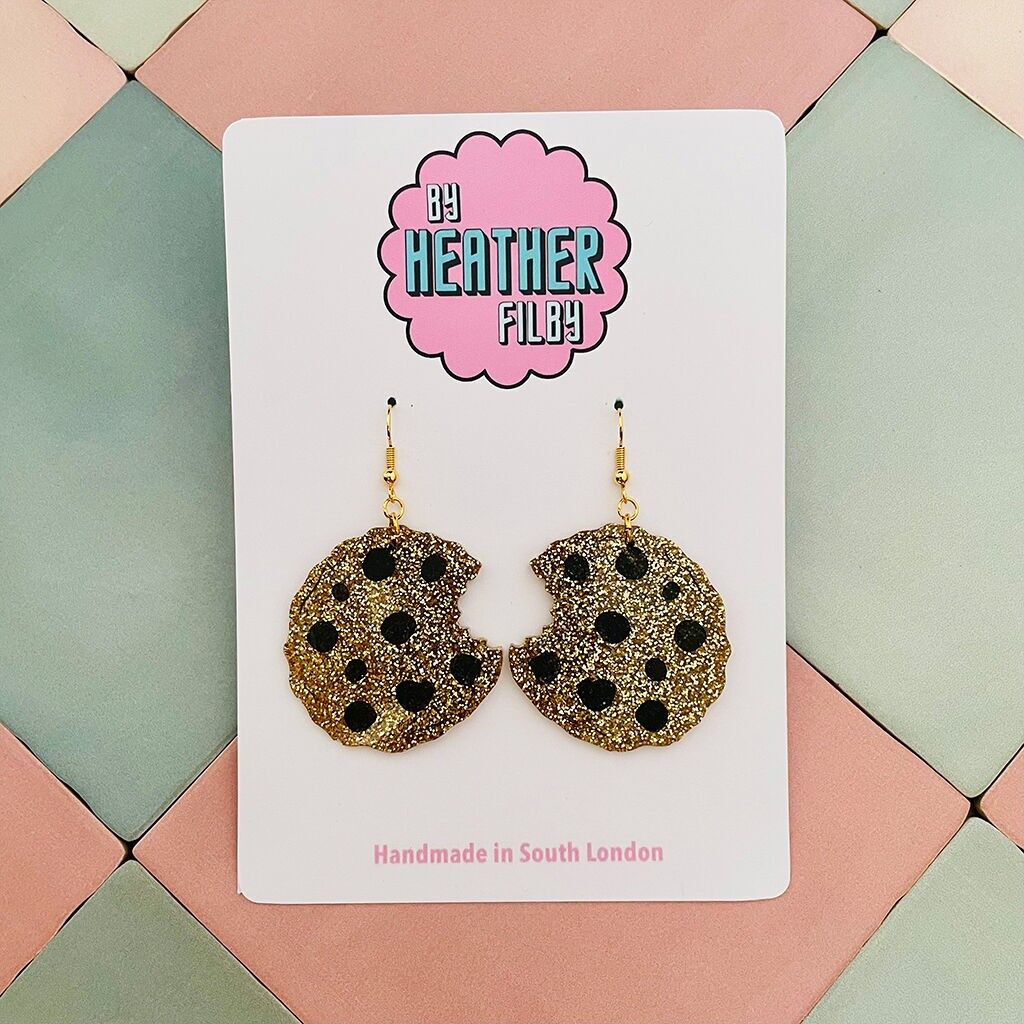 Boucles d'oreilles en résine à paillettes Cookie