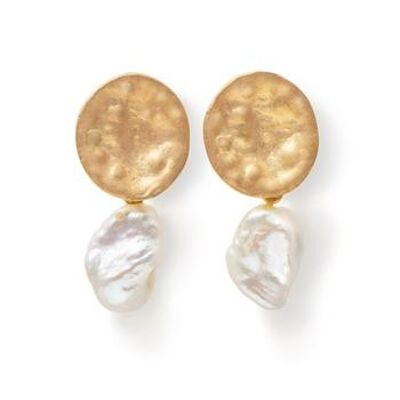 Earrings in 9k Yellow Gold with White Pearl Drop