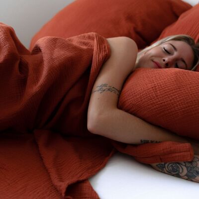Muslin summer blanket "Josephin" • Copper red