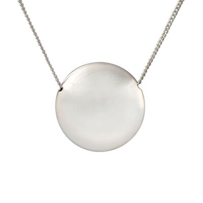 Sterling Silver Necklace with Big Hollow Disc Pendant
