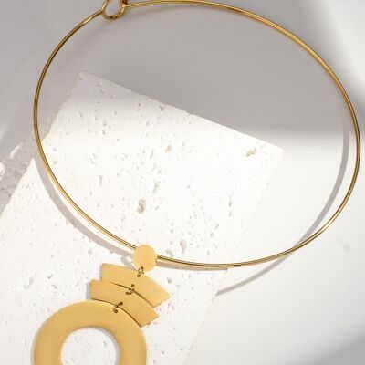 Collier ras de cou rond doré en acier inoxydable minimaliste