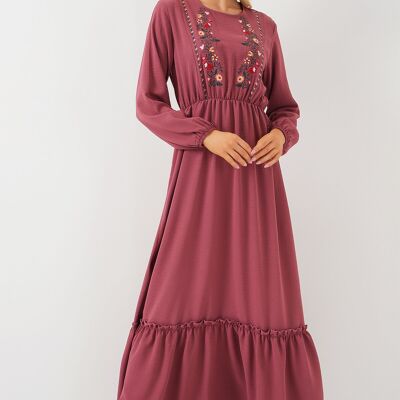 Pink embroidered long dress