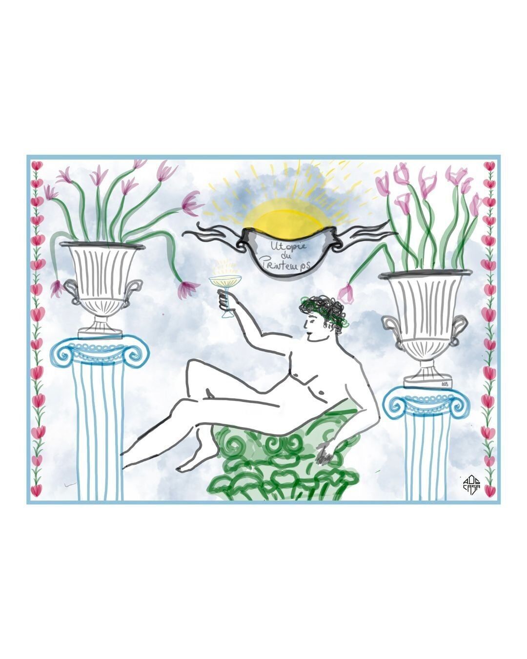 VELVET PLACEMAT WITH SPRING UTOPIA PATTERN