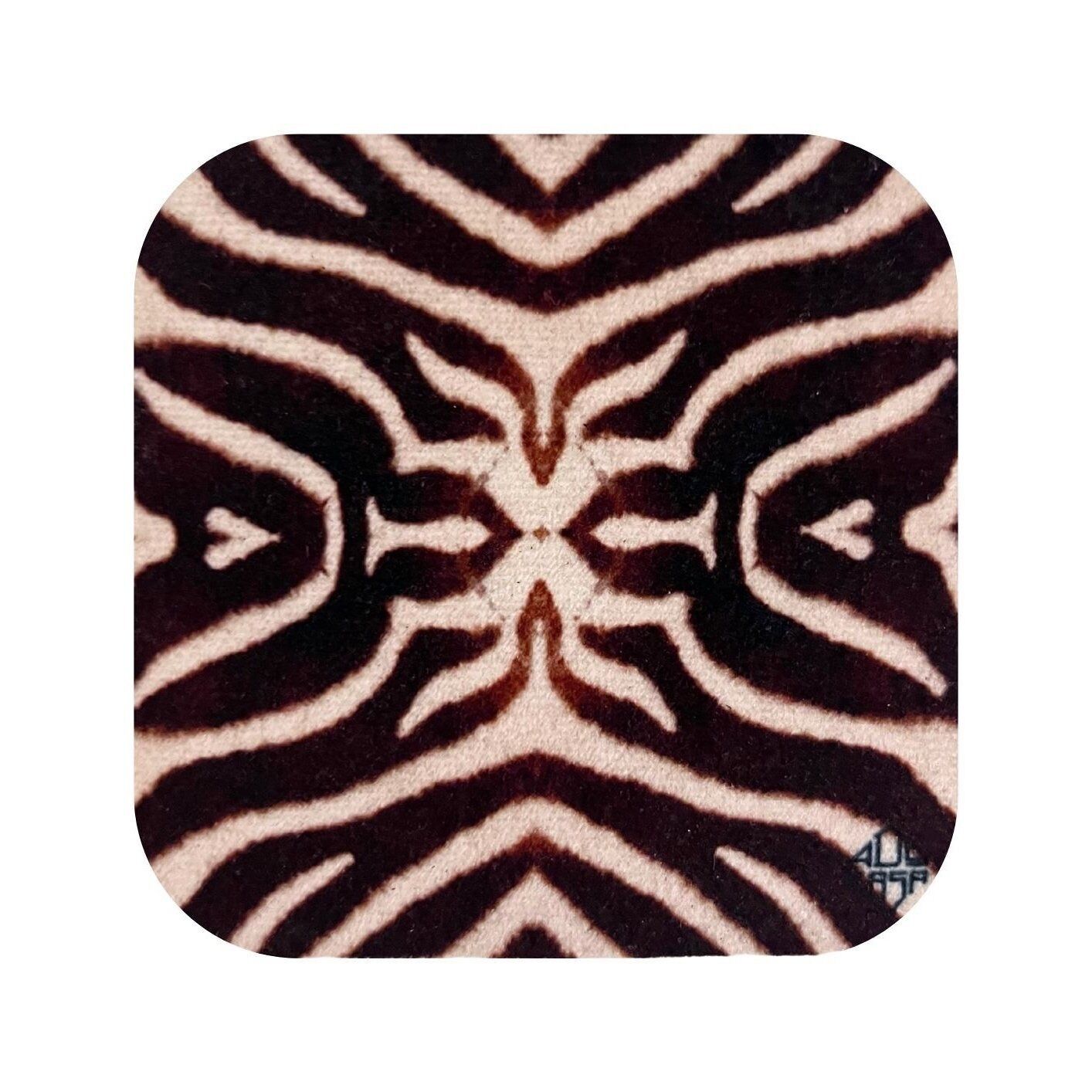 COFFRET DE DESSOUS DE VERRE EN VELOURS MOTIF ZÈBRE - ACCESSOIRE ART DE LA TABLE