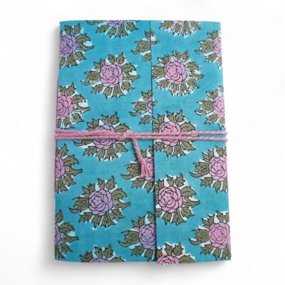 Libreta cubierta con tela estampada "Azul"