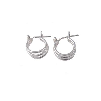 Small Triple Ring  Sterling Silver Hoop Earrings