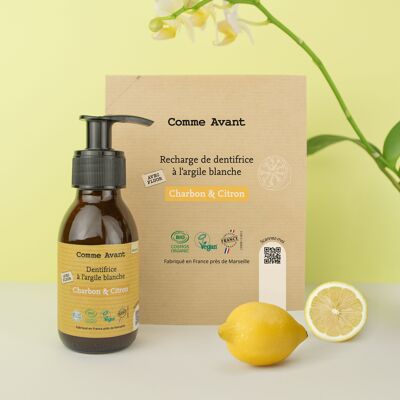 Dentifrice bio blancheur au charbon végétal et citron