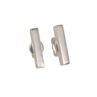 Dainty Cuboid Shaped Straight Bar Sterling Silver Stud Earrings