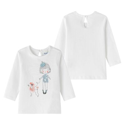 Long-sleeved T-shirt with a girl's drawing and a puppy BGI65528