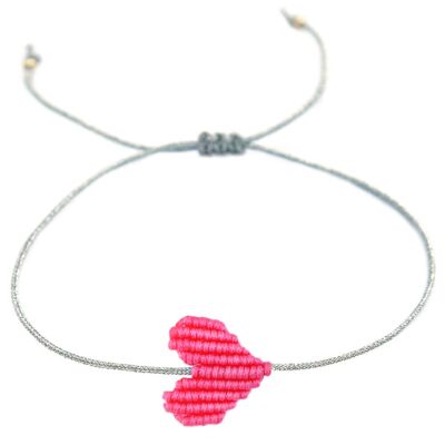 Bracelet coeur rose argent