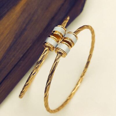 Brazalete de cable trenzado de dos tonos
