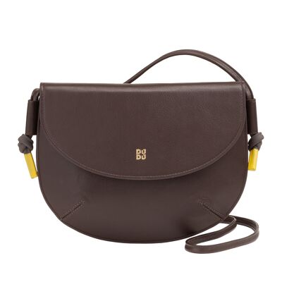 Bolso bandolera mediano de piel para mujer Dudu, color marrón café