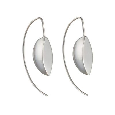 Silver Threader Hoop Earrings with a Marquise Shape Drop