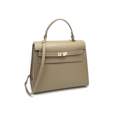Genuine leather top handle bag XL, Made in Italy, art. 112634