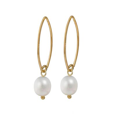 Gold Plated Sterling Silver Threader Hook Earrings - Pearl