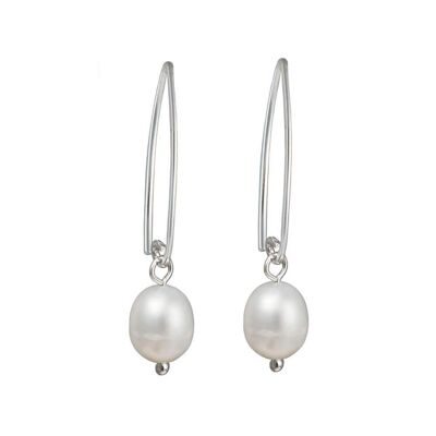 Sterling Silver Threader Hook Earrings - Pearl