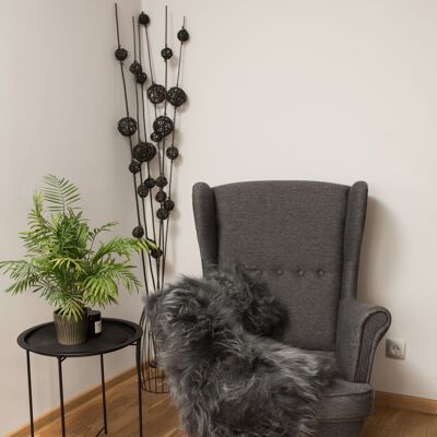Dark Gray Icelandic Dyed Genuine Sheepskin Rug, Single Pelt, Sheep Skin Rug, Sheepskin Throw, schaffell Hygge 101-120cm