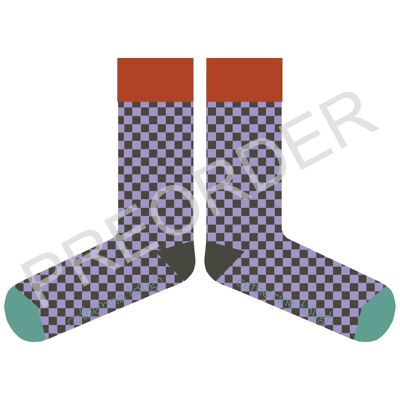 CALZINI ALLA CAVIGLIA - cotone - donna - QUADRI - lilla/grigio - TAGLIA 3