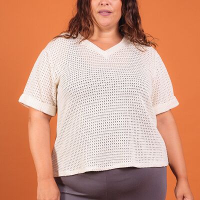 GRANDE TAILLE Top ajouré en maille avec lurex PT2531GT
