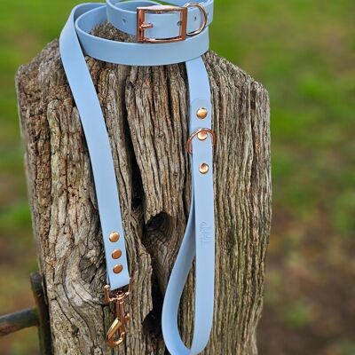 Waterproof BioThane© Dog Collar & Dog Lead - Pastel Blue
