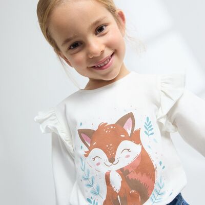 Girls' long-sleeved ruffled T-shirt JGI65755