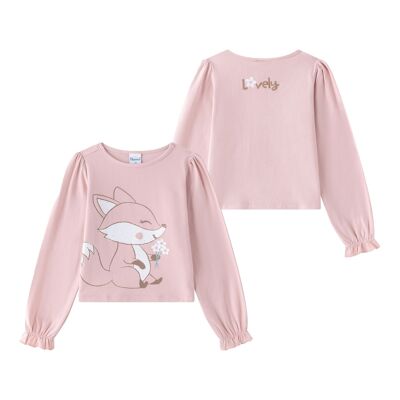 Long-sleeved T-shirt with elastic cuffs for girls' winter JGI65757