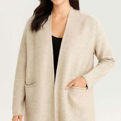 SOFT KNIT RIBBED CARDIGAN WITH POCKETS