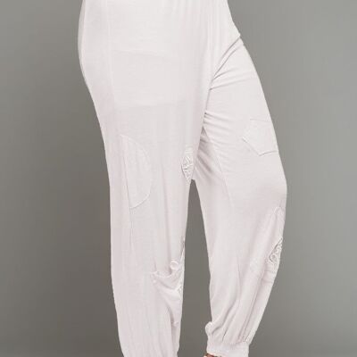 Plus size white baggy pants (B119)