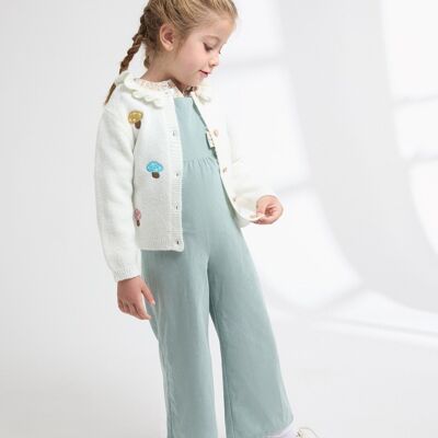 Salopette lunga invernale in velluto a coste da bambina JGI95760