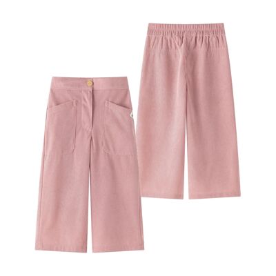 Pantaloni a pantalone invernali in velluto a coste da bambina