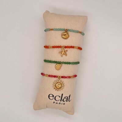 Set di 4 braccialetti di perline colorate a tema marino