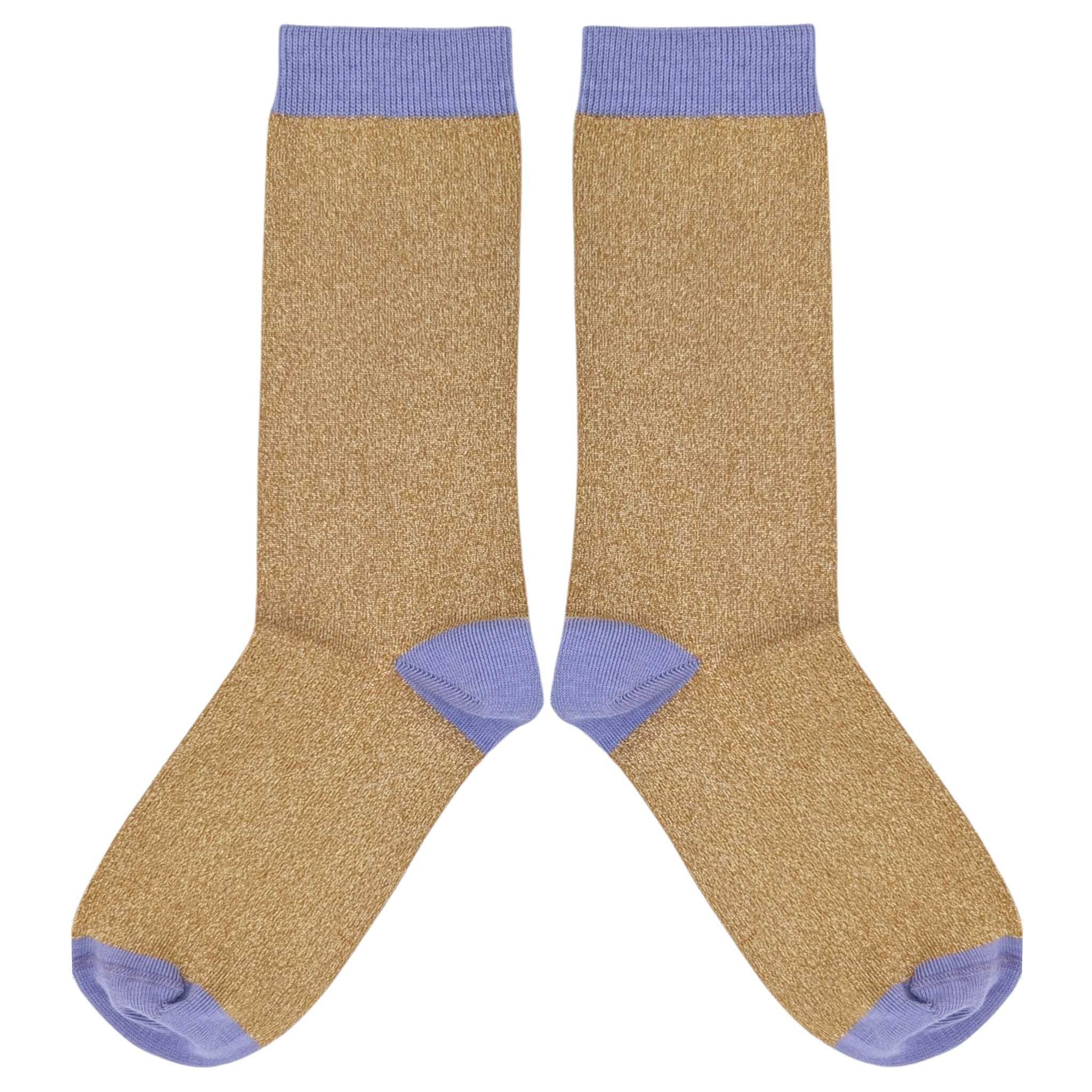 Söckchen - Baumwolle - Damen - Glitzer - Ingwer/Flieder - Kartongröße 3