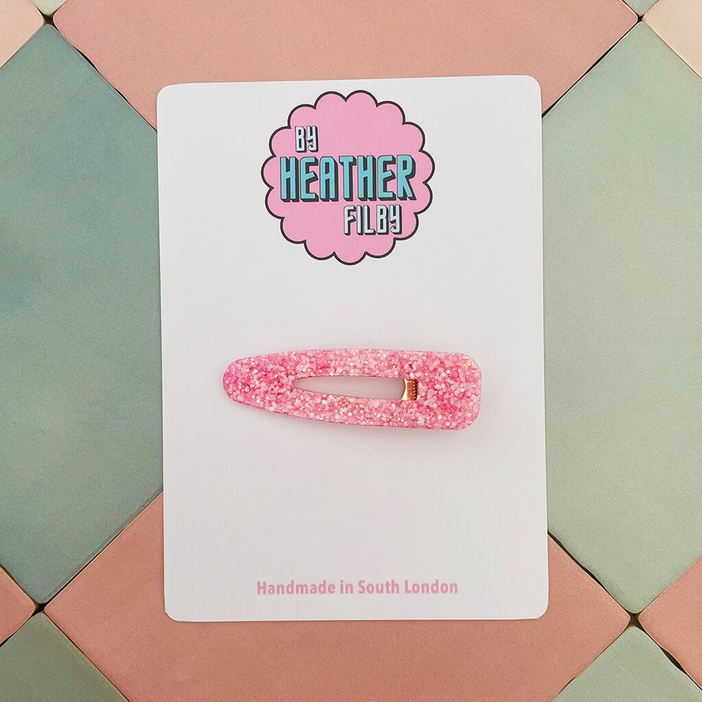 Fermaglio per capelli in resina glitterata rosa