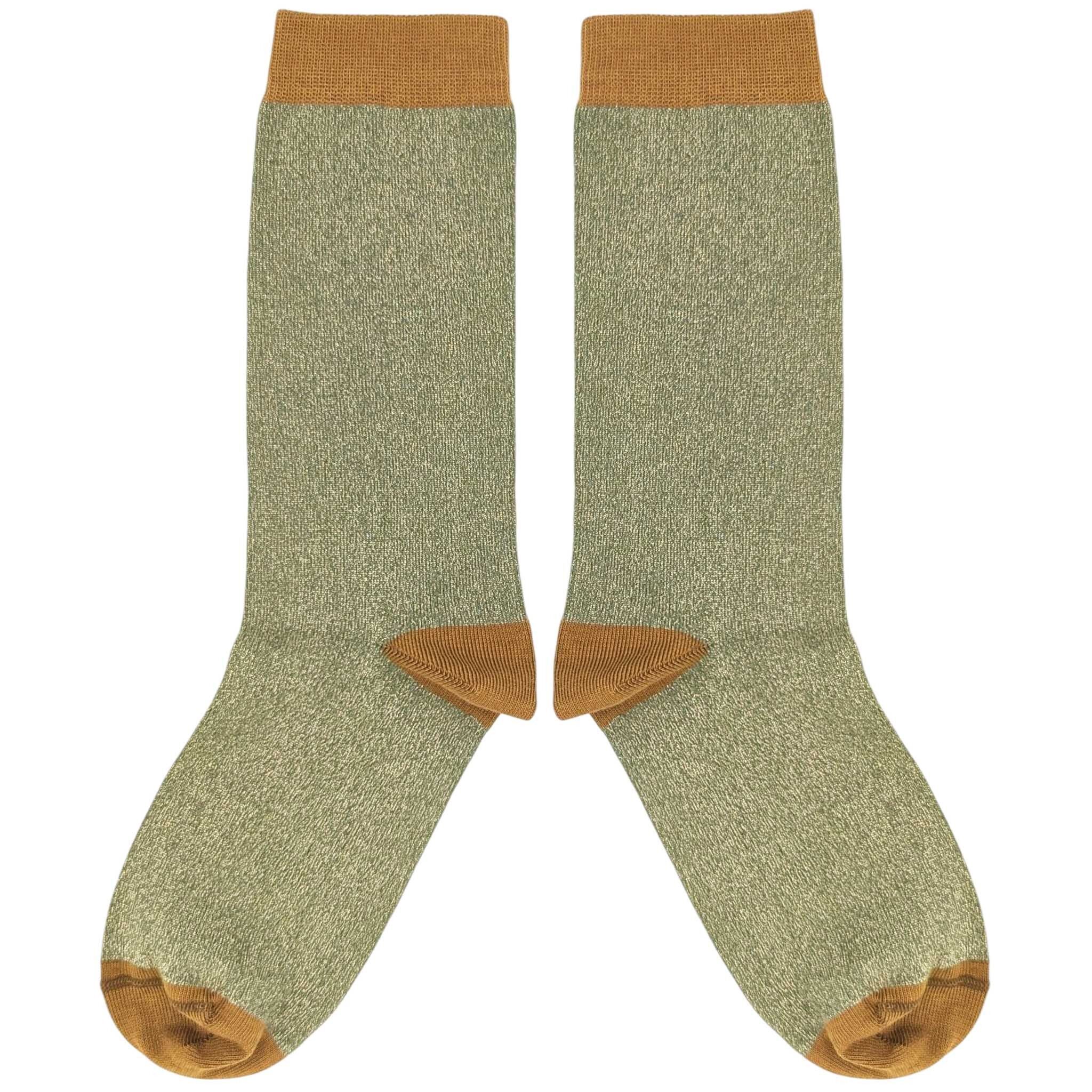 ANKLE SOCKS - cotton - women's - GLITTER - khaki/ginger - CASE SIZE 3