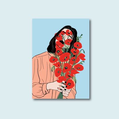 Postcard - Being red like a poppy