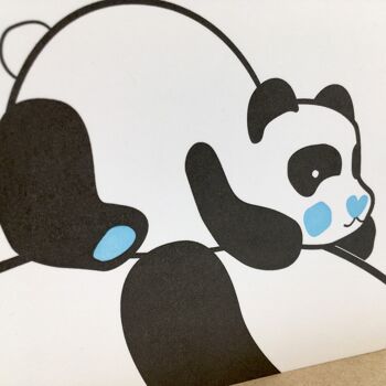 Carte pliante "Hello Baby" (panda, bleu) Letterpress A6 avec enveloppe 2