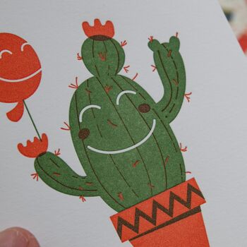 Carte pliante "Happy Birthday" (cactus) Letterpress A6 avec enveloppe 2