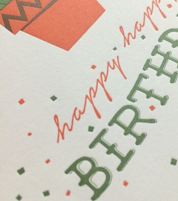 Carte pliante "Happy Birthday" (cactus) Letterpress A6 avec enveloppe 5