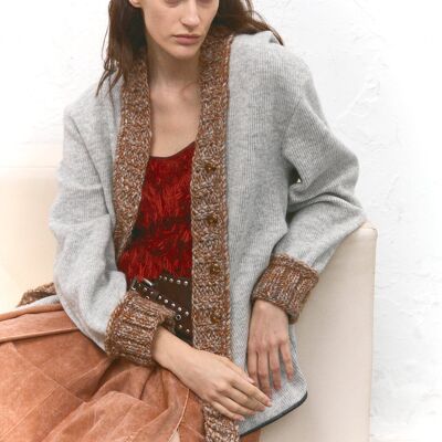 Noémie – Textured Contrast Knit Cardigan
