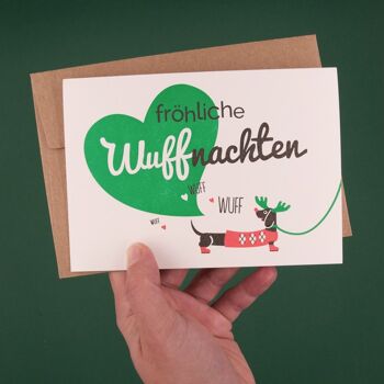 Carte de Noël Teckel Letterpress A6 carte pliante avec enveloppe 5