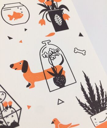 Carte pliante "Animaux & Plantes" Letterpress A6 avec enveloppe 2